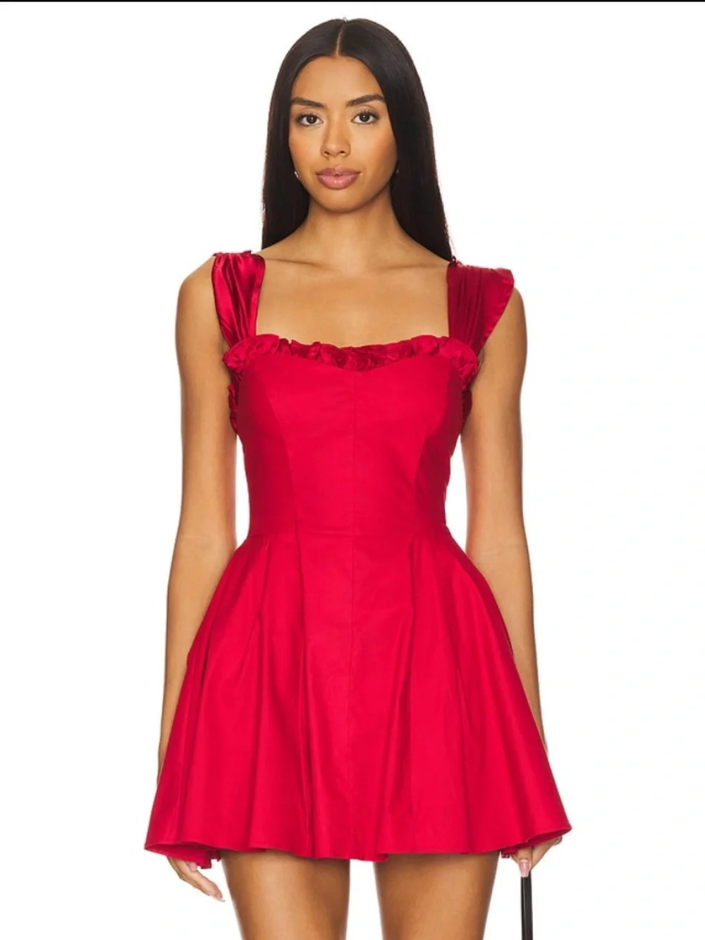 Free People Red Ruffle-Trim Mini Dress